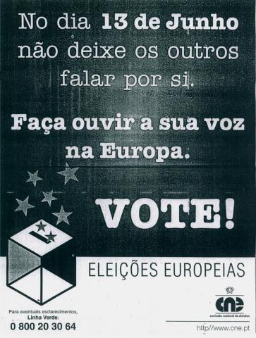 Anúncio de imprensa - Eleição do Parlamento Europeu - PE/1999