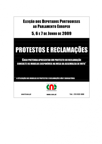 Cartaz - Modelos de Protestos e Reclamações - PE/2009 - estrangeiro